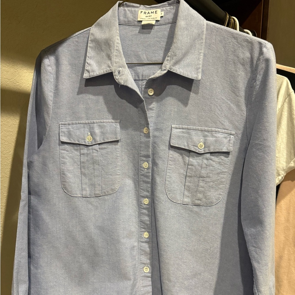 Women’s Frame button down blue shirt size medium.